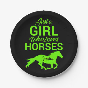 Alleen een meisje dat van paarden houdt, gepersona papieren bordje