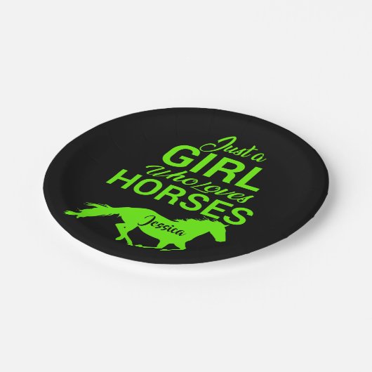 Alleen een meisje dat van paarden houdt, gepersona papieren bordje (Gekanteld)