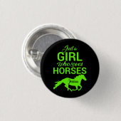 Alleen een meisje dat van paarden houdt, gepersona ronde button 3,2 cm (Voorkant /achterkant)