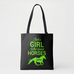 Alleen een meisje dat van paarden houdt, gepersona tote bag