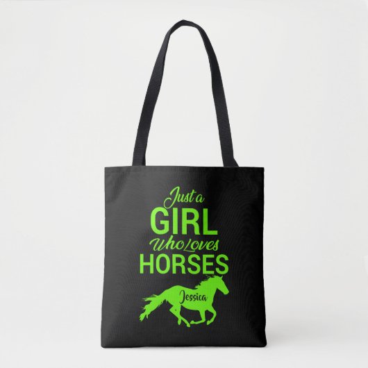Alleen een meisje dat van paarden houdt, gepersona tote bag (Voorkant)