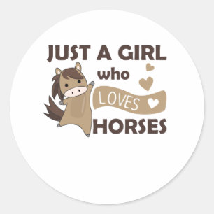 Alleen een meisje dat van paarden houdt. Horse Hea Ronde Sticker
