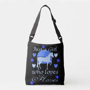 Alleen een meisje dat van paarden houdt in blauw crossbody tas