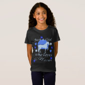Alleen een meisje dat van paarden houdt in Blue T- T-shirt (Voorkant volledig)