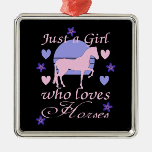 Alleen een meisje dat van paarden houdt metalen ornament