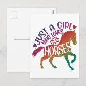 Alleen een meisje dat van paarden houdt, paardenre briefkaart (Voorkant / Achterkant)
