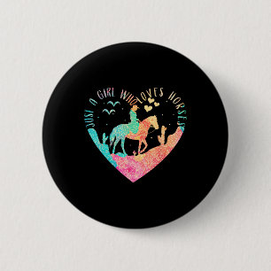 Alleen een meisje dat van paarden houdt ronde button 5,7 cm