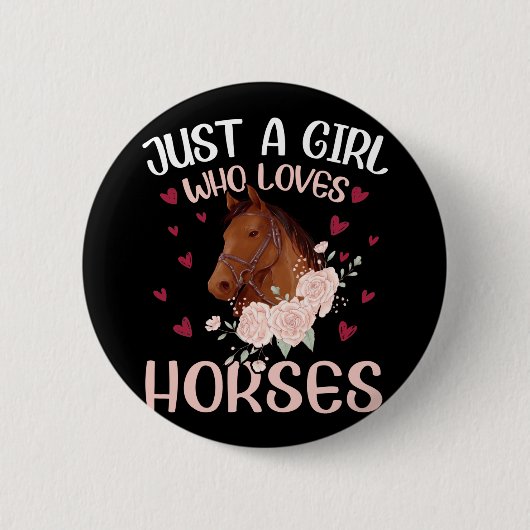 Alleen een meisje dat van paarden houdt ronde button 5,7 cm (Voorkant)