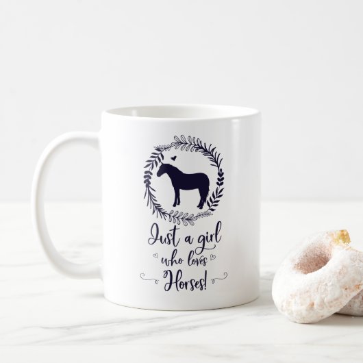 Alleen een meisje dat van Paarden houdt Silhouette Koffiemok (Met donut)