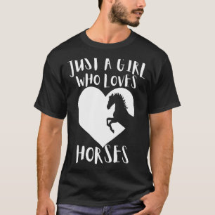 Alleen een meisje dat van paarden houdt, stoot wit t-shirt