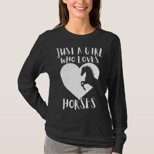 Alleen een meisje dat van paarden houdt, stoot wit t-shirt