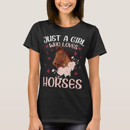 Alleen een meisje dat van paarden houdt t-shirt (Voorkant)