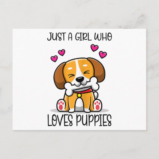 Alleen een meisje dat van Puppies houdt Briefkaart (Voorkant)