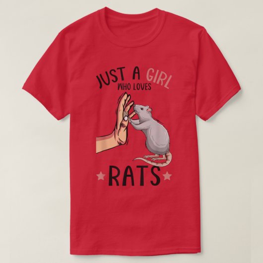 Alleen een meisje dat van Rats houdt, meisjes Rat  T-shirt (Design voorkant)