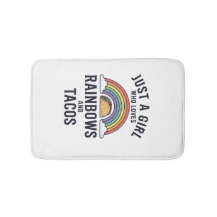 Alleen een meisje dat van regenbogen en taco's hou badmat