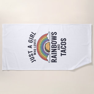 Alleen een meisje dat van regenbogen en taco's hou strandlaken