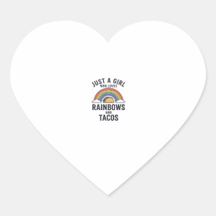 Alleen een meisje dat van regenbogen en Tacos houd Hart Sticker