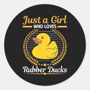 Alleen een meisje dat van Rubber Duck houdt Ronde Sticker