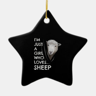 Alleen een meisje dat van schapen houdt   cadeau v keramisch ornament