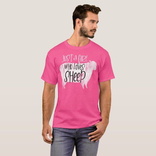 Alleen een meisje dat van schapen houdt t-shirt (Voorkant volledig)