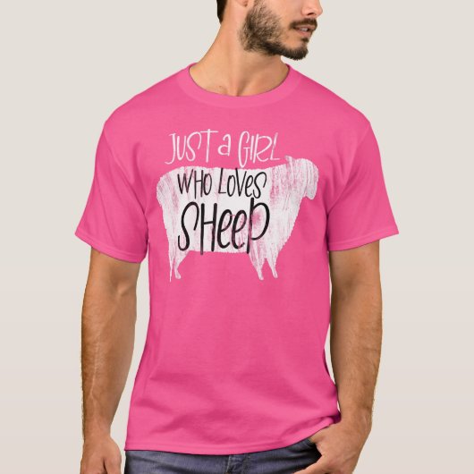 Alleen een meisje dat van schapen houdt t-shirt (Voorkant)