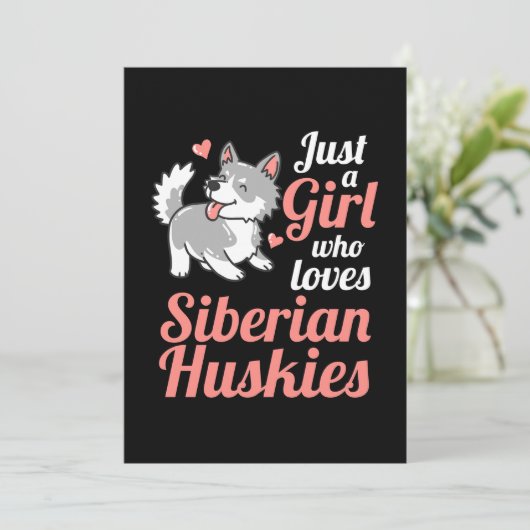 Alleen een meisje dat van Siberian Husky houdt Kaart (Staand voorkant)