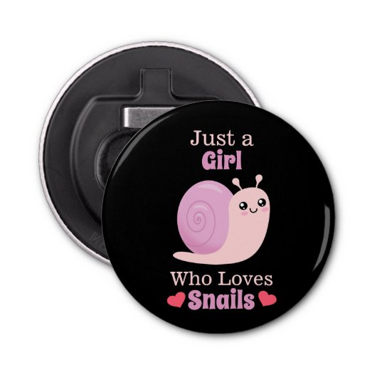 Alleen een meisje dat van slakken houdt button flesopener (Voorkant)