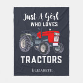 Alleen een meisje dat van tractoren houdt fleece deken (Voorkant)