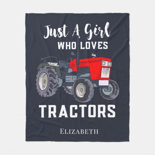 Alleen een meisje dat van tractoren houdt fleece deken (Voorkant)