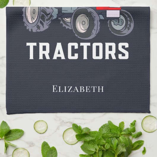 Alleen een meisje dat van tractoren houdt theedoek (Gevouwen)