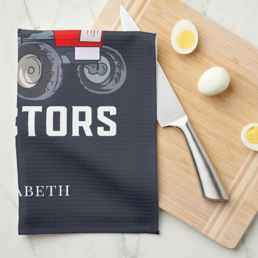 Alleen een meisje dat van tractoren houdt theedoek (Quarter Fold)