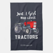 Alleen een meisje dat van tractoren houdt theedoek (Verticaal)