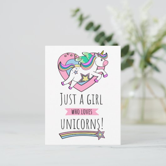 Alleen een meisje dat van Unicorns houdt! Briefkaart (Staand voorkant)