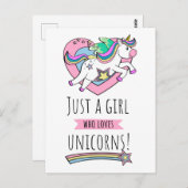 Alleen een meisje dat van Unicorns houdt! Briefkaart (Voorkant / Achterkant)