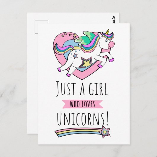 Alleen een meisje dat van Unicorns houdt! Briefkaart (Voorkant / Achterkant)