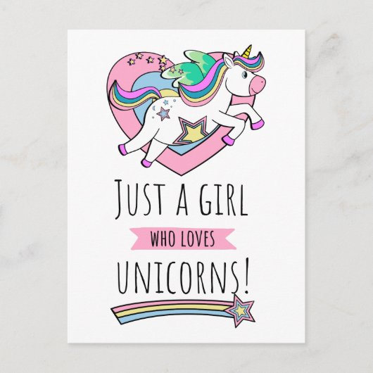 Alleen een meisje dat van Unicorns houdt! Briefkaart (Voorkant)