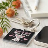 Alleen een meisje dat van varkens houdt sleutelhanger (Voorkant Rechts)