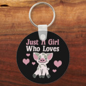 Alleen een meisje dat van varkens houdt sleutelhanger (Voorkant)