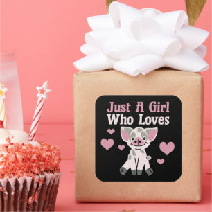 Alleen een meisje dat van varkens houdt vierkante sticker