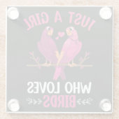 Alleen een meisje dat van vogels houdt glazen onderzetter (Achterkant)