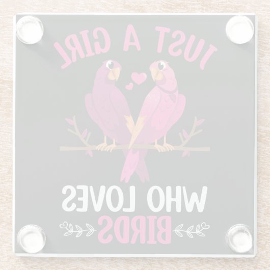 Alleen een meisje dat van vogels houdt glazen onderzetter (Achterkant)