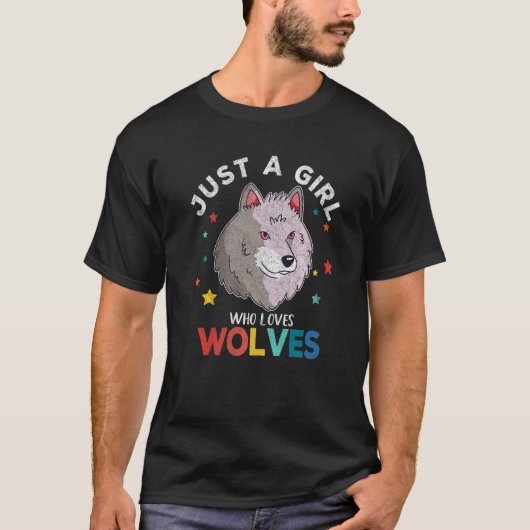 Alleen een meisje dat van Wolven Wolf Girl houdt T-shirt (Voorkant)