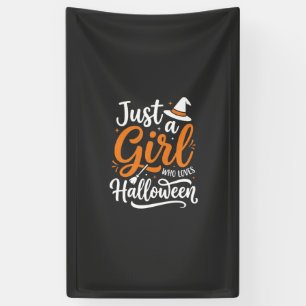 Alleen Een Meisje Halloween Vector Kunst Spandoek