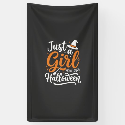 Alleen Een Meisje Halloween Vector Kunst Spandoek (Verticaal)