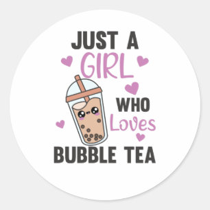 Alleen een meisje van de bubbelthee houdt van Paar Ronde Sticker