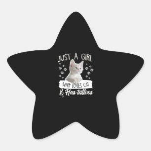 Alleen een meisje van liefdeskattenkat heeft Tatto Ster Sticker