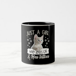 Alleen een meisje van liefdeskattenkat heeft Tatto Tweekleurige Koffiemok