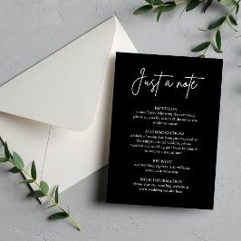Alleen een Note Black Minimal Wedding Enclosure Ka Kaart