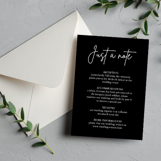 Alleen een Note Black Minimal Wedding Enclosure Ka Kaart