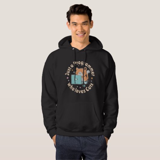 Alleen een programmeur die van katten houdt hoodie (Voorkant volledig)